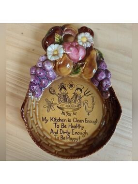 Vintage Giftcraft Ceramic "My Kitchen is Clean..." Wall Plaque/ Spoon Rest